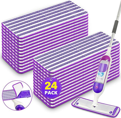 Reusable Mop Pads Refills for Swiffer PowerMop - Microfiber Wet Pads Refill Spray Mop Reusable Pads for Swiffer Mop, Also can be Disposable Power Mop Pads Refills for Multi-Surface Cleaning, 24PCS
