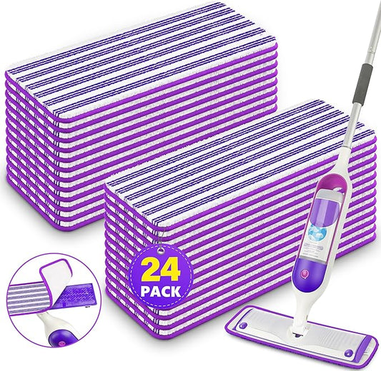 Reusable Mop Pads Refills for Swiffer PowerMop - Microfiber Wet Pads Refill Spray Mop Reusable Pads for Swiffer Mop, Also can be Disposable Power Mop Pads Refills for Multi-Surface Cleaning, 24PCS