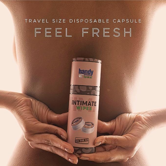 Handy Towel Genital Care Wipes Intimate Hygiene Wipes, Travel-Size Individually Wrapped Magic Wipes, Freshness Feminine - Masculine Genital Area Intimate Solution Cleanser, 8 Count