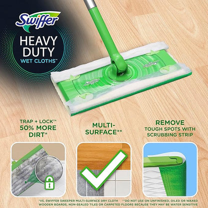 Swiffer Sweeper Heavy Duty Wet Mopping Cloths Multi Surface Refills, Open Window Fresh, 20Count (Pack of 2)