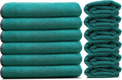 EvaClean Premium Microfiber Cleaning Cloth 16"x16" - Reusable, Washable, Non-Scratch, Microfiber Towels for Cleaning, Dusting, Polishing, High Absorbency & Durability, Green, 12-Pack