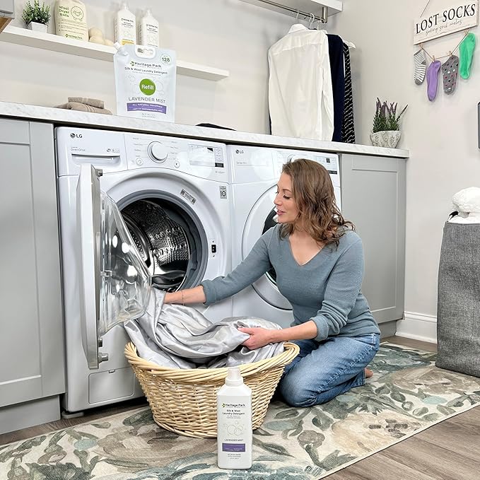Heritage Park Silk & Wool All-Natural Lavender Mist Scent, pH-Neutral Laundry Detergent – Enzyme-Free, Concentrated Up to 64 loads (32 fl oz)
