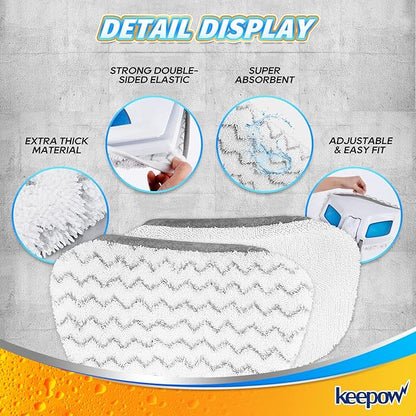 KEEPOW Steam Mop Replacement Pads 2 Pack Compatible with Bissell Powerfresh Steam Mop 1940 1806 1544 2075 2685A 2181 2814 Series 19402 19404 19408 19409 1940A 1940F 1940Q 1940T 1940W B0006 B0017 2075A