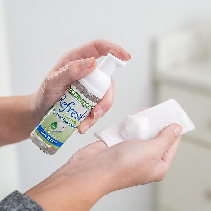 Refresh Liquid Wipe: Toilet Paper Foam Dispenser Refill. Eco-Friendly Flushable Wet Wipe Alternative with Witch Hazel and Aloe. 8 oz Refill.…