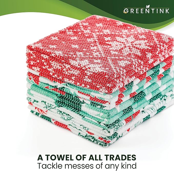 Eco-Friendly Reusable Dish Cloth Set – 24-Pk Multipurpose Kitchen Cleaning Cloth Made from Recycled Materials – Absorbent, Dish Towels & Non-Scratch Cleaning Rags, 12x12 in.