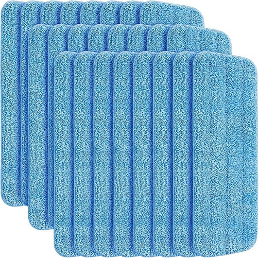 24 Pack Microfiber Mop Pad, Spray Mop Replacement Heads for Wet Dry Mops, Machine Washable Reusable Household Replacement Pads for Hardwood and Hard Surface Floor Cleaning and Scrubbing