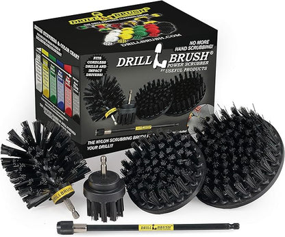Wire Brush Alternative Nylon Drill Brush Set with Extension - BBQ Cleaner - Concrete - Graffiti Eraser - Cordless Electric Scrubber for Household Cleaning Supplies - Scrub Brushes for Cleaning Grill