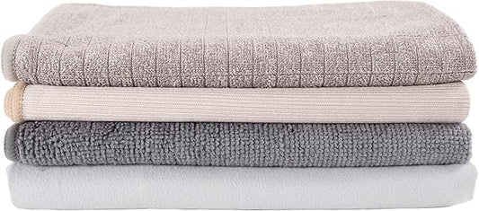 KAF Home Pantry Multipurpose Microfiber Textured Cleaning Cloth 4-Pack, 15 x 18-Inch, (1 Utility Cloth, 1 Stainless Steel Cloth, 1 Glass Cloth, 1 Wood Cloth)