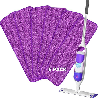 HOMTOYOU Reusable Mop Pads for Swiffer PowerMop: 6 Pack Microfiber Pad Refills for Multi-Surface Floor Cleaning - Machine Washable Replacement Sweeping Cloths for 13 ''-15 '' Spray Mop