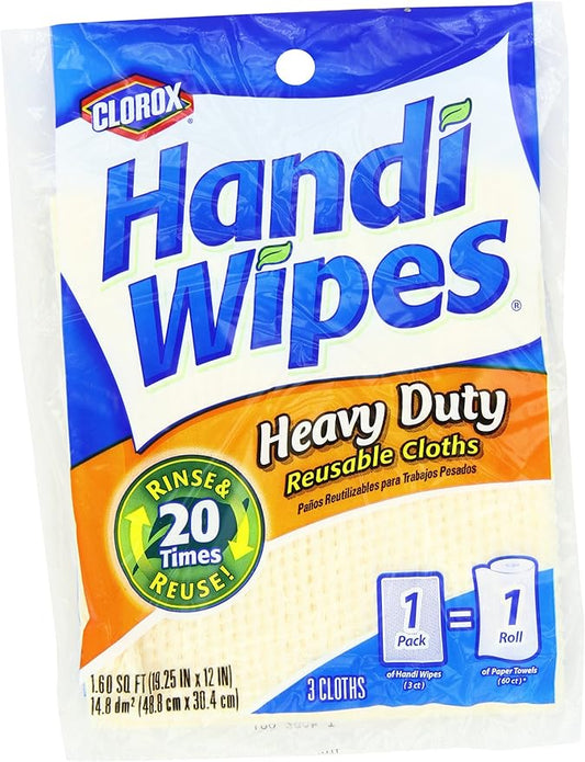 Clorox Handi Wipes Heavy Duty Reusable Cloths, 3 Count (Pack of 4) Colors May Vary