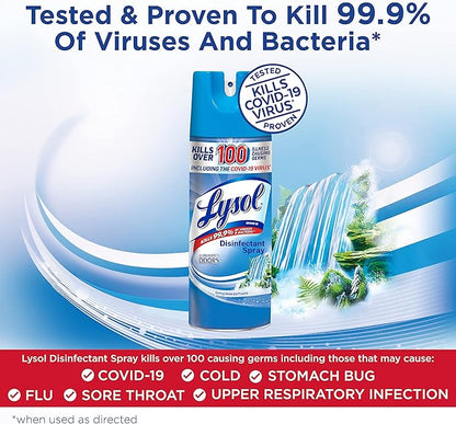 Lysol Disinfectant Spray, Sanitizing and Antibacterial Spray, For Disinfecting and Deodorizing, Spring Waterfall, 12.5 Fl Oz, (Packaging May Vary) (Pack of 2)