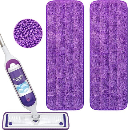 Reusable Power Mop Refill Pads for Swiffer Power Mop Starter Kit - Swifter Powermop Pads Refills - Multi-Surface & Wood Mopping Pad Refill for Floor Cleaning - Washable Microfiber Pad, 2 Pack