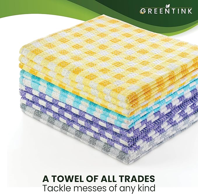Eco-Friendly Reusable Dish Cloth Set – 10-Pk Multipurpose Kitchen Cleaning Cloth Made from Recycled Materials – Absorbent Dish Towels & Non-Scratch Cleaning Rags, 12x12 in.