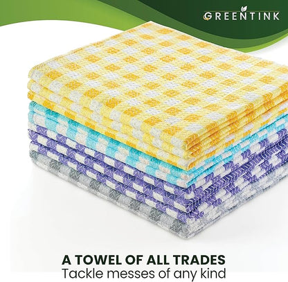 Eco-Friendly Reusable Dish Cloth Set – 24-Pk Multipurpose Kitchen Cleaning Cloth Made from Recycled Materials – Absorbent, Dish Towels & Non-Scratch Cleaning Rags, 12x12 in.