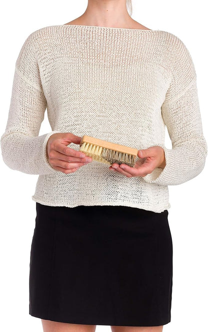 Redecker Hard and Soft Side Rectangular Vegetable Brush, Durable Beechwood Handle, 2 Different Bristle Strengths for Cleaning Delicate or Tough-Skinned Vegetables, 5-1/2 inches, Made in Germany
