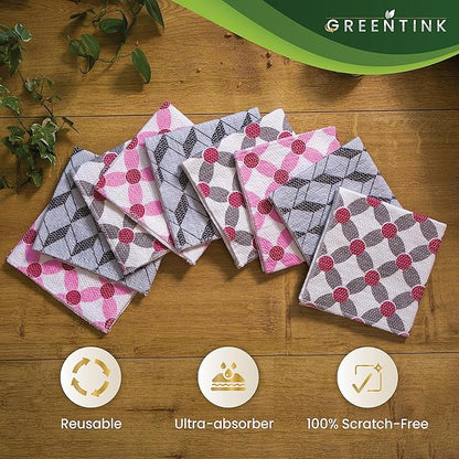 Eco-Friendly Reusable Dish Cloth Set – 10-Pk Multipurpose Kitchen Cleaning Cloth Made from Recycled Materials – Absorbent Dish Towels & Non-Scratch Cleaning Rags, 12x12 in.