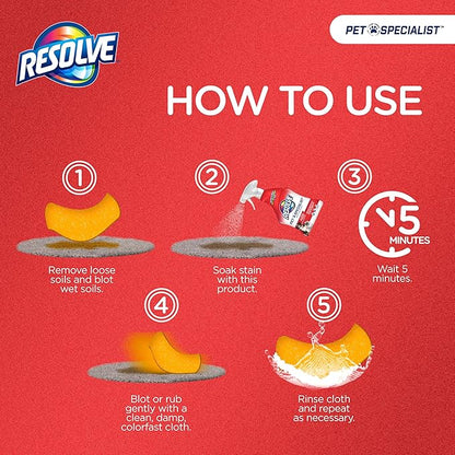 Resolve Pet Specialist Carpet Cleaner, Pet Stain and Odor Remover, Carpet Cleaner Spray, 32fl oz Spray & 60fl oz Refill