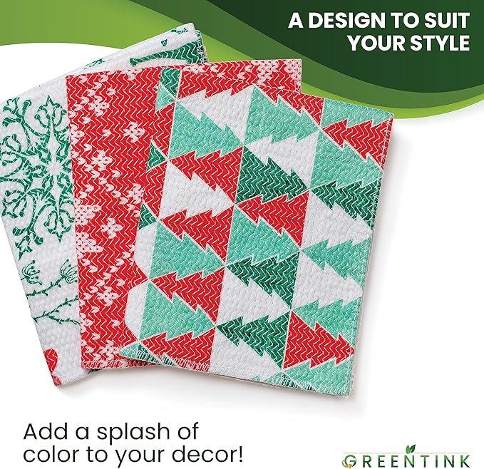 Eco-Friendly Reusable Dish Cloth Set – 24-Pk Multipurpose Kitchen Cleaning Cloth Made from Recycled Materials – Absorbent, Dish Towels & Non-Scratch Cleaning Rags, 12x12 in.