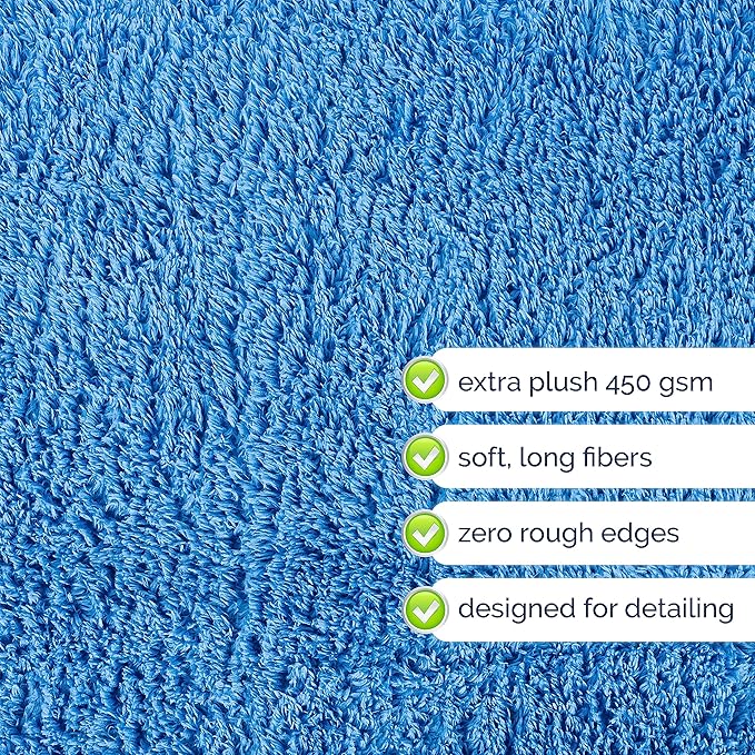 GREEN LIFESTYLE Microfiber Cleaning Cloth 6 Pack, Borderless Microfiber Towels, Car Wash Towels (16" x 16", Blue)
