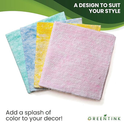 Eco-Friendly Reusable Dish Cloth Set – 24-Pk Multipurpose Kitchen Cleaning Cloth Made from Recycled Materials – Absorbent, Dish Towels & Non-Scratch Cleaning Rags, 12x12 in.