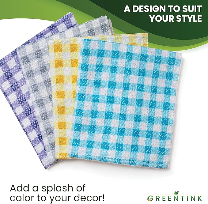 Eco-Friendly Reusable Dish Cloth Set – 24-Pk Multipurpose Kitchen Cleaning Cloth Made from Recycled Materials – Absorbent, Dish Towels & Non-Scratch Cleaning Rags, 12x12 in.