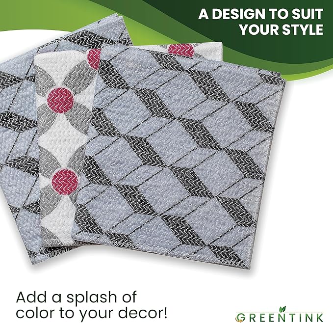 Eco-Friendly Reusable Dish Cloth Set – 10-Pk Multipurpose Kitchen Cleaning Cloth Made from Recycled Materials – Absorbent Dish Towels & Non-Scratch Cleaning Rags, 12x12 in.