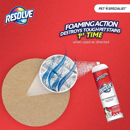 Resolve Pet Specialist Heavy Traffic Foam, Carpet Cleaner, Pet Stain And Odor Remover, Carpet Cleaner Solution, 2 Pack Of 22oz