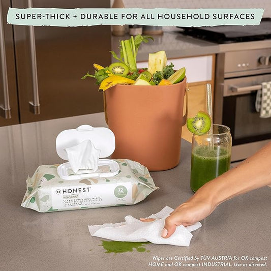 The Honest Company Clean Conscious Multi-Use Wipes | Hypoallergenic + Unscented for Sensitive Skin | Over 99% Water, Compostable, Plant Based, Baby Wipes | Rose Blossom, 576 Count