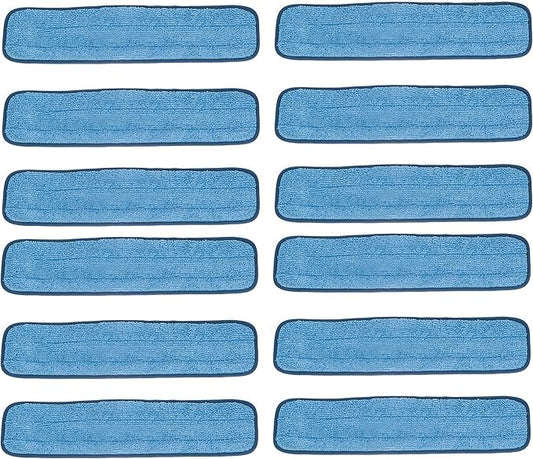 Real Clean 24 inch Microfiber Wet Mop Refill Pads for Flat Mop Frames (Pack of 12)
