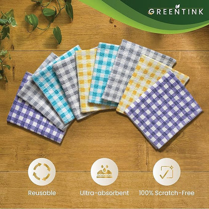 Eco-Friendly Reusable Dish Cloth Set – 10-Pk Multipurpose Kitchen Cleaning Cloth Made from Recycled Materials – Absorbent Dish Towels & Non-Scratch Cleaning Rags, 12x12 in.