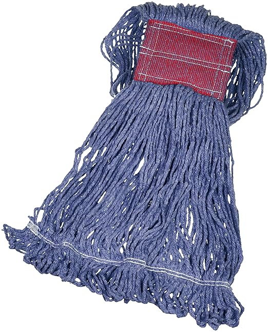 Amazon Basics Loop-End Synthetic Mop Head, 5-Inch Headband, Large, Blue - 6-Pack